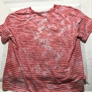 Tie-dyed striped short sleeve shirt, pink, size XL